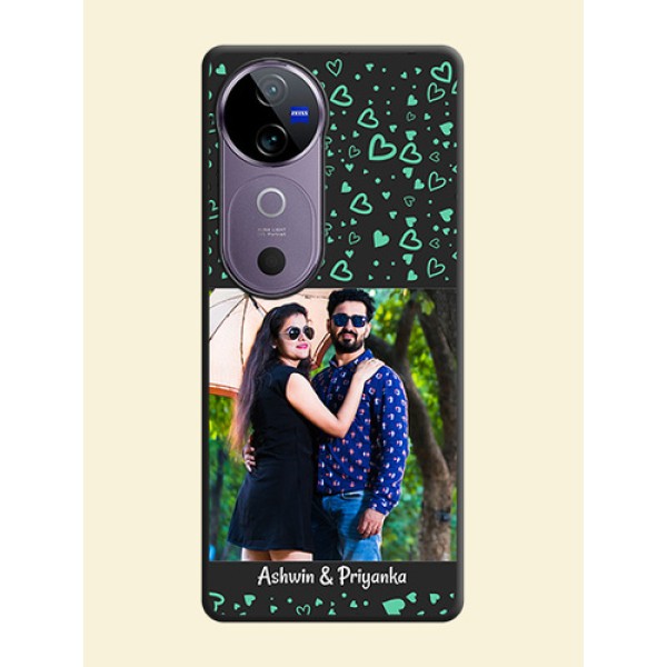 Sea Green Indefinite Love Pattern on Photo On Space Black Custom Soft Matte Mobile Back Cover - Vivo V40 Pro 5G Sea Green Indefinite Love Pattern on Photo On Space Black Custom Soft Matte Mobile Back Cover - Vivo V40 Pro 5G