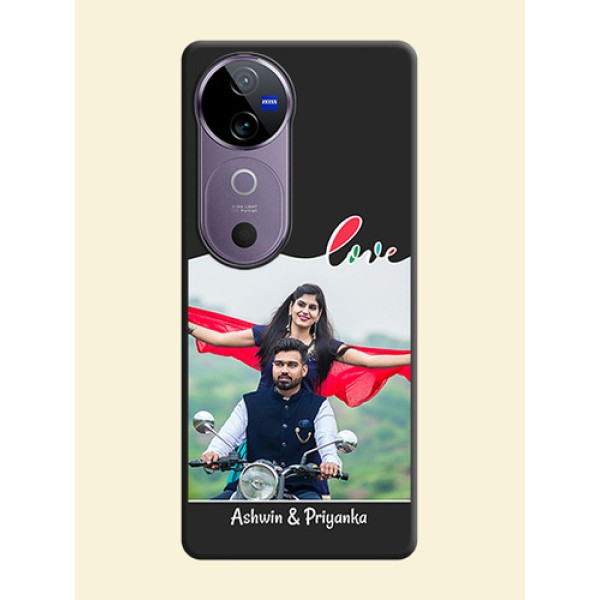 Fall in Love Pattern with Picture on Photo On Space Black Custom Soft Matte Mobile Back Cover - Vivo V40 Pro 5G