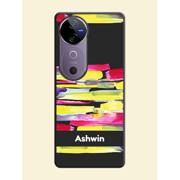 Brush Coloured On Space Black Custom Soft Matte Mobile Back Cover - Vivo V40 Pro 5G Brush Coloured On Space Black Custom Soft Matte Mobile Back Cover - Vivo V40 Pro 5G