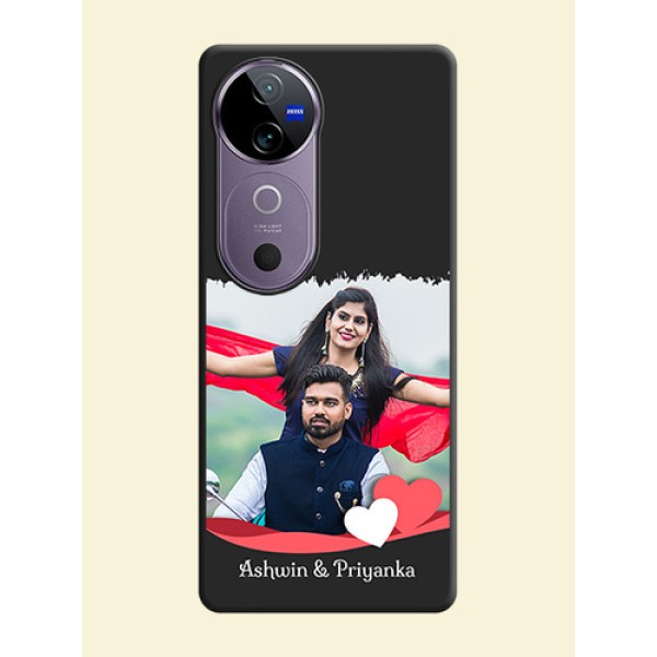 Pin Color Love Shaped Ribbon Design with Text On Space Black Custom Soft Matte Mobile Back Cover - Vivo V40 Pro 5G