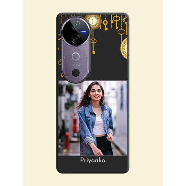 Decorative Design with Text On Space Black Custom Soft Matte Mobile Back Cover - Vivo V40 Pro 5G Decorative Design with Text On Space Black Custom Soft Matte Mobile Back Cover - Vivo V40 Pro 5G