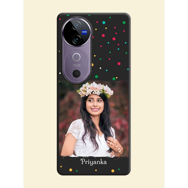 Multicolor Dotted Pattern with Text On Space Black Custom Soft Matte Mobile Back Cover - Vivo V40 Pro 5G Multicolor Dotted Pattern with Text On Space Black Custom Soft Matte Mobile Back Cover - Vivo V40 Pro 5G
