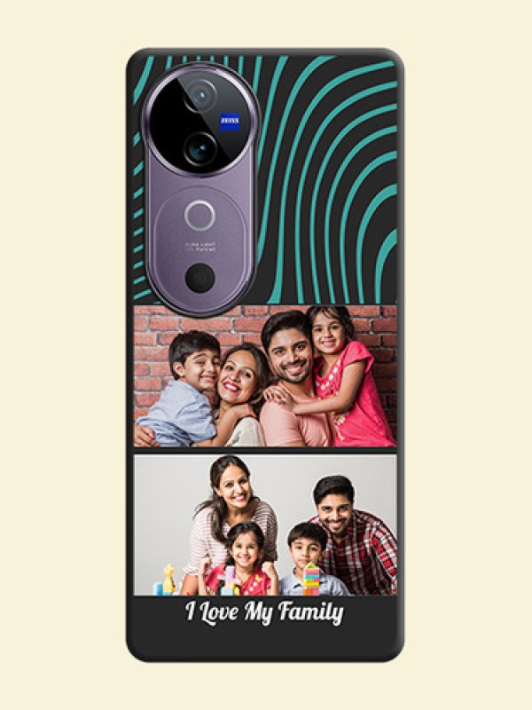 Wave Pattern with 2 Image Holder On Space Black Custom Soft Matte Mobile Back Cover - Vivo V40 Pro 5G
