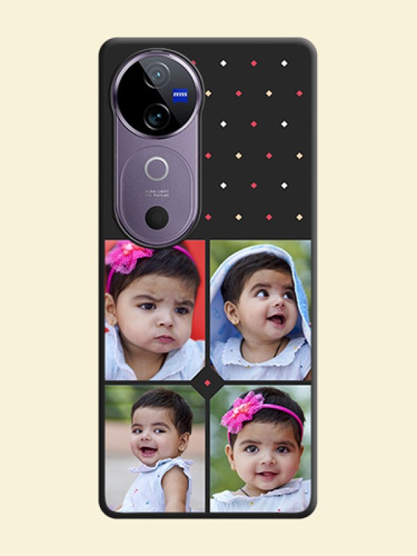 Multicolor Dotted Pattern with 4 Image Holder On Space Black Custom Soft Matte Mobile Back Cover - Vivo V40 Pro 5G