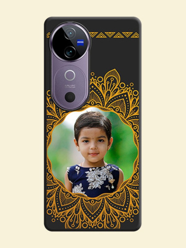 Round Image with Floral Design On Space Black Custom Soft Matte Mobile Back Cover - Vivo V40 Pro 5G