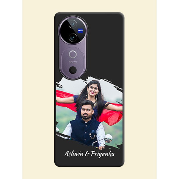 Grunge Brush Strokes on Photo On Space Black Custom Soft Matte Mobile Back Cover - Vivo V40 Pro 5G Grunge Brush Strokes on Photo On Space Black Custom Soft Matte Mobile Back Cover - Vivo V40 Pro 5G