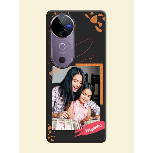 Orange Photo Frame On Space Black Custom Soft Matte Mobile Back Cover - Vivo V40 Pro 5G Orange Photo Frame On Space Black Custom Soft Matte Mobile Back Cover - Vivo V40 Pro 5G