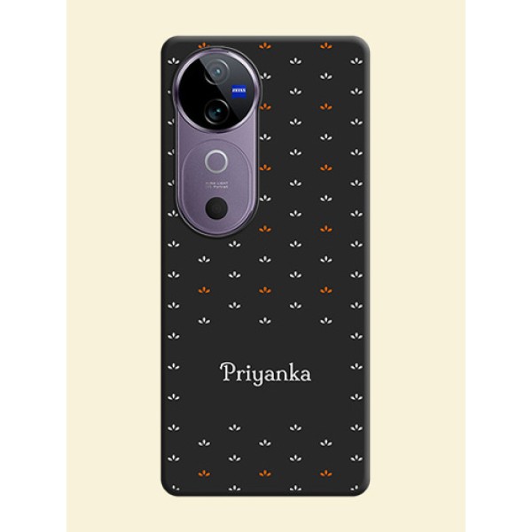 Simple Pattern With Custom Text On Space Black Custom Soft Matte Mobile Back Cover - Vivo V40 Pro 5G Simple Pattern With Custom Text On Space Black Custom Soft Matte Mobile Back Cover - Vivo V40 Pro 5G