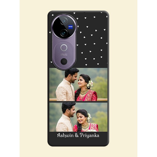 Miniature Love Symbols with Name On Space Black Custom Soft Matte Mobile Back Cover - Vivo V40e 5G Miniature Love Symbols with Name On Space Black Custom Soft Matte Mobile Back Cover - Vivo V40e 5G