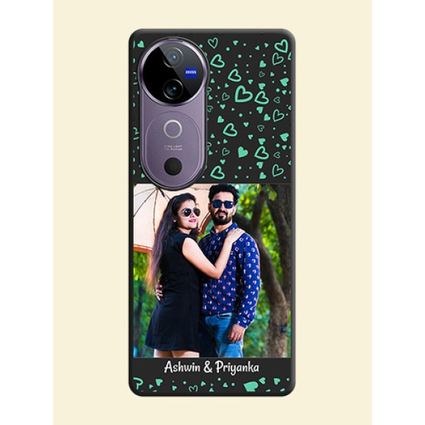 Sea Green Indefinite Love Pattern on Photo On Space Black Custom Soft Matte Mobile Back Cover - Vivo V40e 5G Sea Green Indefinite Love Pattern on Photo On Space Black Custom Soft Matte Mobile Back Cover - Vivo V40e 5G