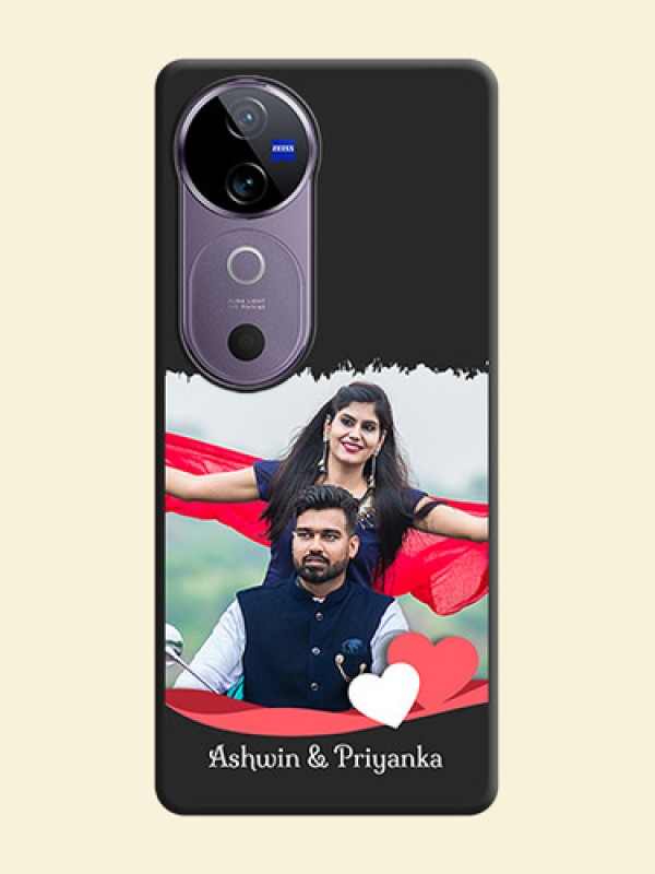 Pin Color Love Shaped Ribbon Design with Text On Space Black Custom Soft Matte Mobile Back Cover - Vivo V40e 5G