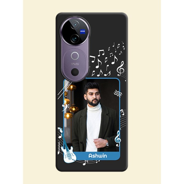 Musical Theme Design with Text on Photo On Space Black Custom Soft Matte Mobile Back Cover - Vivo V40e 5G