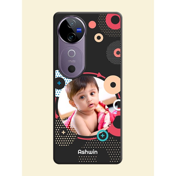 Multicoloured Round Image On Space Black Custom Soft Matte Mobile Back Cover - Vivo V40e 5G Multicoloured Round Image On Space Black Custom Soft Matte Mobile Back Cover - Vivo V40e 5G