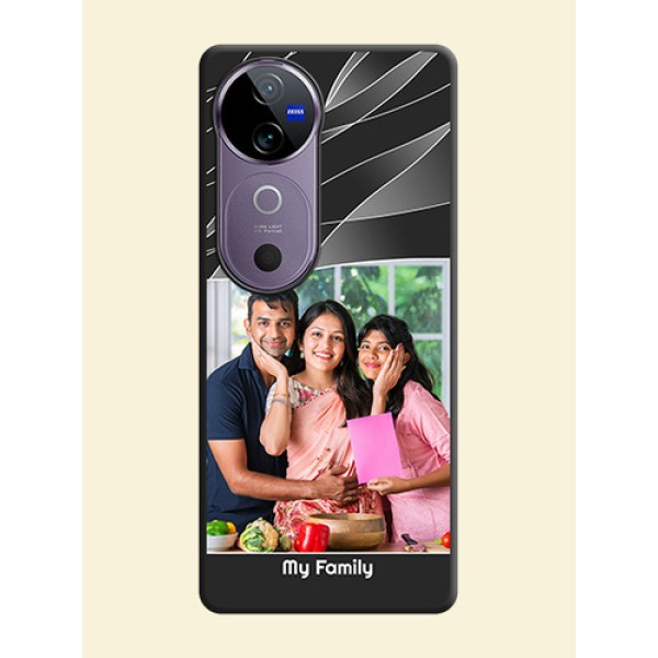 Mixed Wave Lines on Photo On Space Black Custom Soft Matte Mobile Back Cover - Vivo V40e 5G Mixed Wave Lines on Photo On Space Black Custom Soft Matte Mobile Back Cover - Vivo V40e 5G
