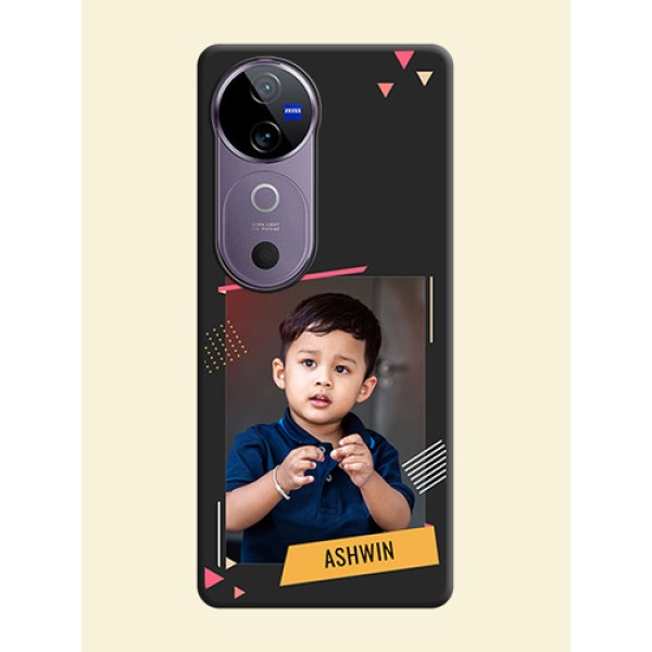 Photo Frame with Triangle Small Dots on Photo On Space Black Custom Soft Matte Mobile Back Cover - Vivo V40e 5G Photo Frame with Triangle Small Dots on Photo On Space Black Custom Soft Matte Mobile Back Cover - Vivo V40e 5G