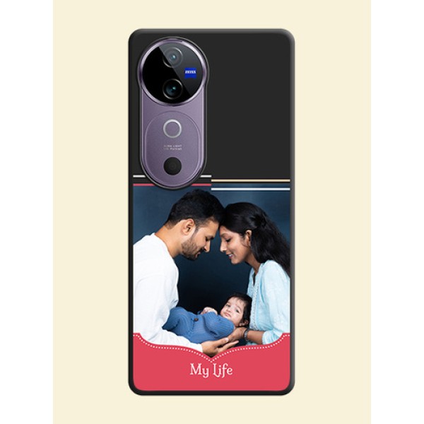 Classic Plain Design with Name On Space Black Custom Soft Matte Mobile Back Cover - Vivo V40e 5G Classic Plain Design with Name On Space Black Custom Soft Matte Mobile Back Cover - Vivo V40e 5G