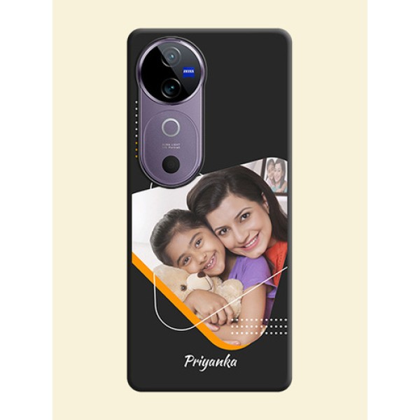 Yellow Triangle on Photo On Space Black Custom Soft Matte Mobile Back Cover - Vivo V40e 5G Yellow Triangle on Photo On Space Black Custom Soft Matte Mobile Back Cover - Vivo V40e 5G