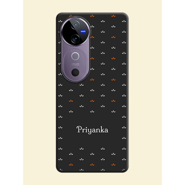 Simple Pattern With Custom Text On Space Black Custom Soft Matte Mobile Back Cover - Vivo V40e 5G Simple Pattern With Custom Text On Space Black Custom Soft Matte Mobile Back Cover - Vivo V40e 5G