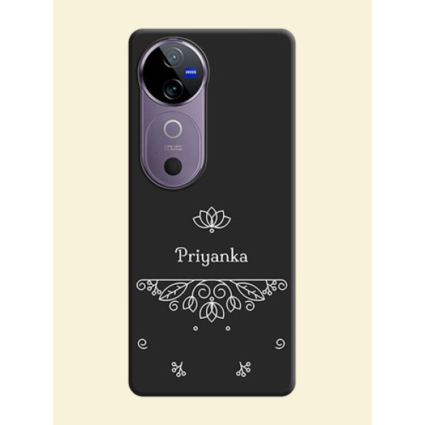 Lotus Garden Custom Text On Space Black Custom Soft Matte Mobile Back Cover - Vivo V40e 5G Lotus Garden Custom Text On Space Black Custom Soft Matte Mobile Back Cover - Vivo V40e 5G
