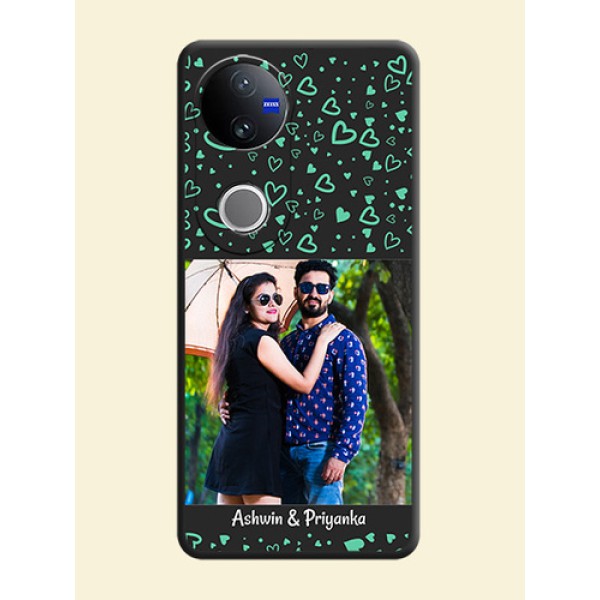 Sea Green Indefinite Love Pattern on Photo On Space Black Custom Soft Matte Mobile Back Cover - Vivo V50 5G