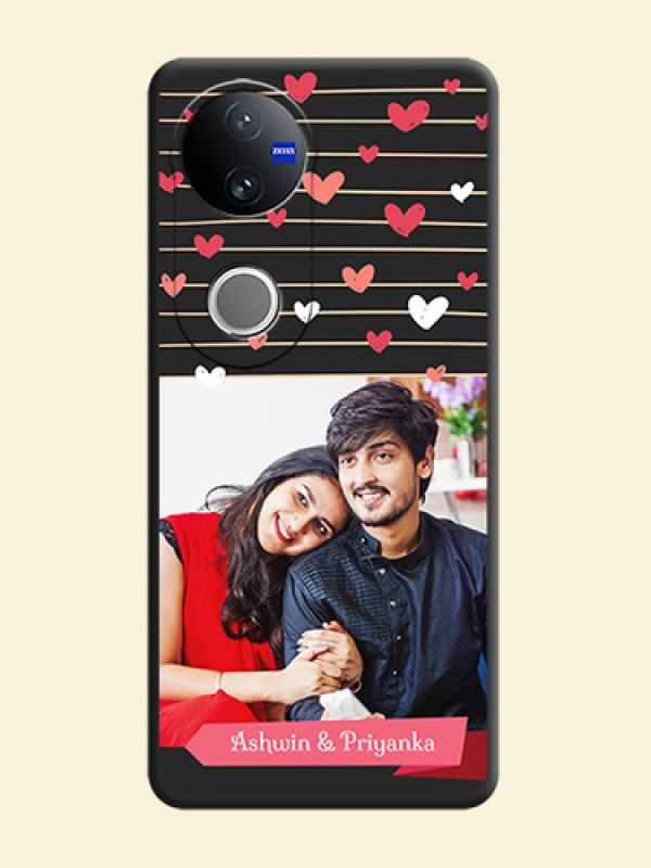 Love Pattern with Name on Pink Ribbon on Photo On Space Black Custom Soft Matte Mobile Back Cover - Vivo V50 5G