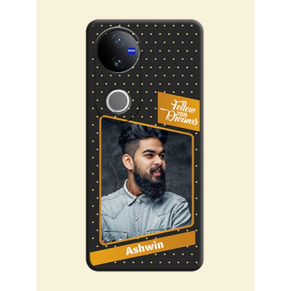 Follow Your Dreams with White Dots On Space Black Custom Soft Matte Mobile Back Cover - Vivo V50 5G Follow Your Dreams with White Dots On Space Black Custom Soft Matte Mobile Back Cover - Vivo V50 5G