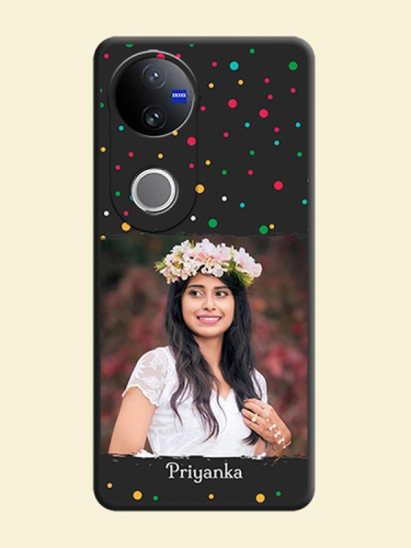 Multicolor Dotted Pattern with Text On Space Black Custom Soft Matte Mobile Back Cover - Vivo V50 5G