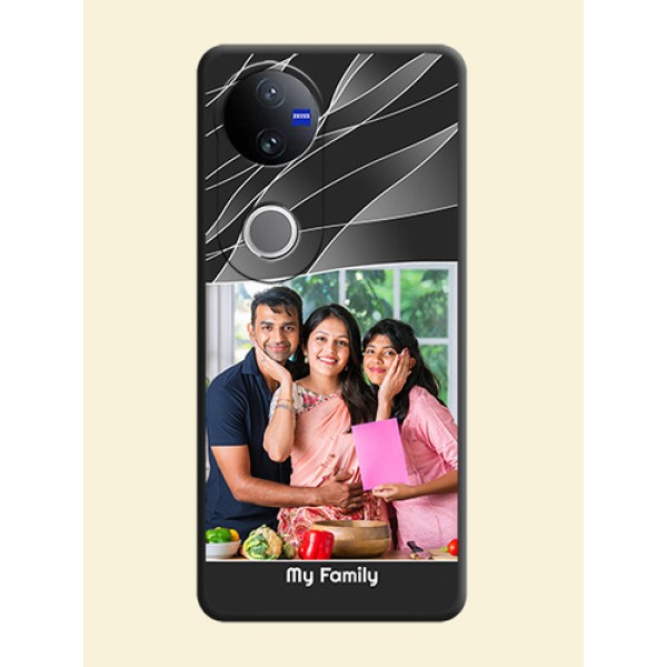 Mixed Wave Lines on Photo On Space Black Custom Soft Matte Mobile Back Cover - Vivo V50 5G Mixed Wave Lines on Photo On Space Black Custom Soft Matte Mobile Back Cover - Vivo V50 5G