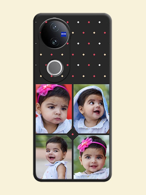 Multicolor Dotted Pattern with 4 Image Holder On Space Black Custom Soft Matte Mobile Back Cover - Vivo V50 5G