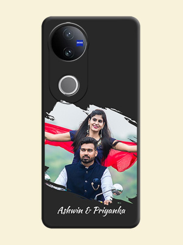 Grunge Brush Strokes on Photo On Space Black Custom Soft Matte Mobile Back Cover - Vivo V50 5G