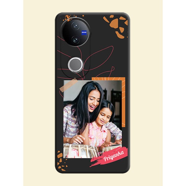 Orange Photo Frame On Space Black Custom Soft Matte Mobile Back Cover - Vivo V50 5G Orange Photo Frame On Space Black Custom Soft Matte Mobile Back Cover - Vivo V50 5G