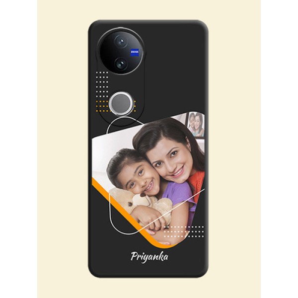 Yellow Triangle on Photo On Space Black Custom Soft Matte Mobile Back Cover - Vivo V50 5G Yellow Triangle on Photo On Space Black Custom Soft Matte Mobile Back Cover - Vivo V50 5G