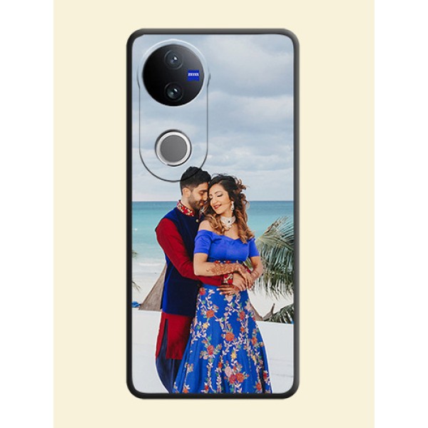 Full Single Pic Upload On Space Black Custom Soft Matte Mobile Back Cover - Vivo V50 5G Full Single Pic Upload On Space Black Custom Soft Matte Mobile Back Cover - Vivo V50 5G