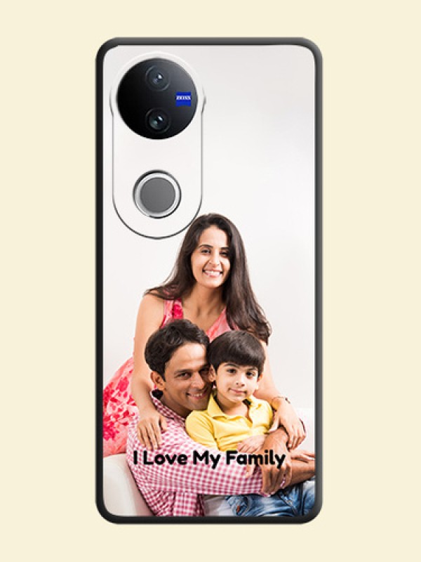 Full Single Pic Upload With Text On Space Black Custom Soft Matte Mobile Back Cover - Vivo V50 5G
