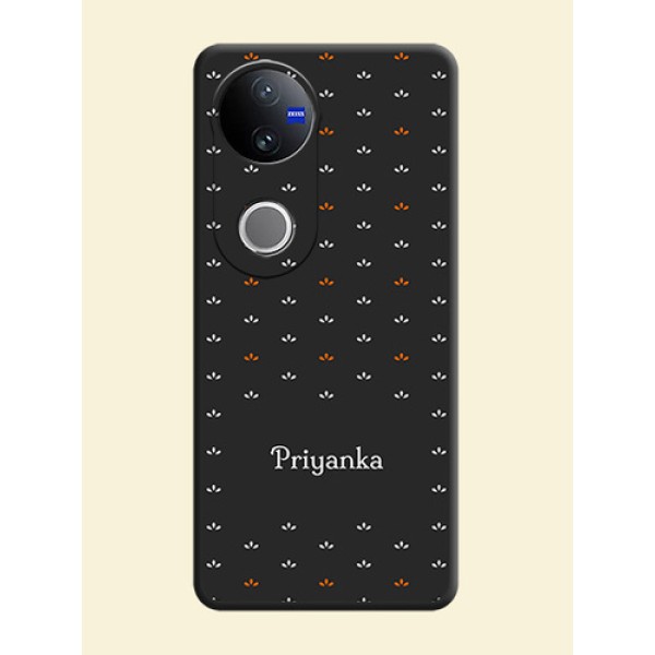 Simple Pattern With Custom Text On Space Black Custom Soft Matte Mobile Back Cover - Vivo V50 5G Simple Pattern With Custom Text On Space Black Custom Soft Matte Mobile Back Cover - Vivo V50 5G
