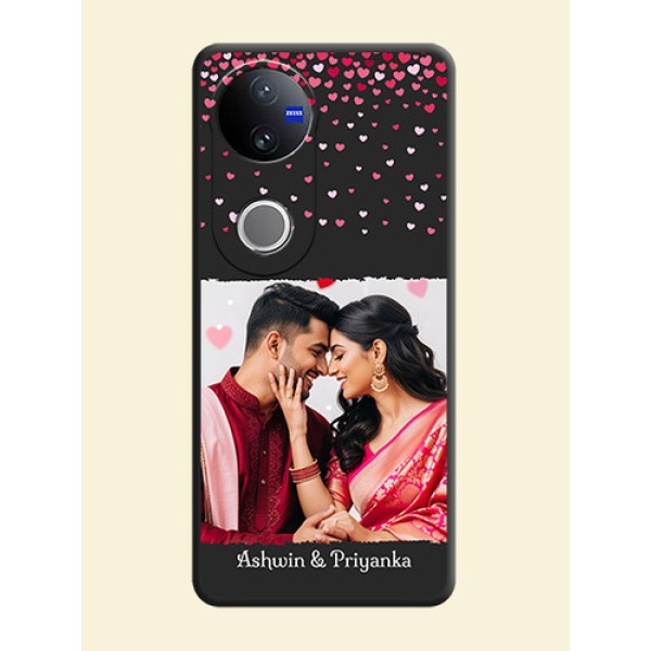 Fall in Love with Your Partner on Photo On Space Black Custom Soft Matte Mobile Back Cover - Vivo V50e 5G Fall in Love with Your Partner on Photo On Space Black Custom Soft Matte Mobile Back Cover - Vivo V50e 5G