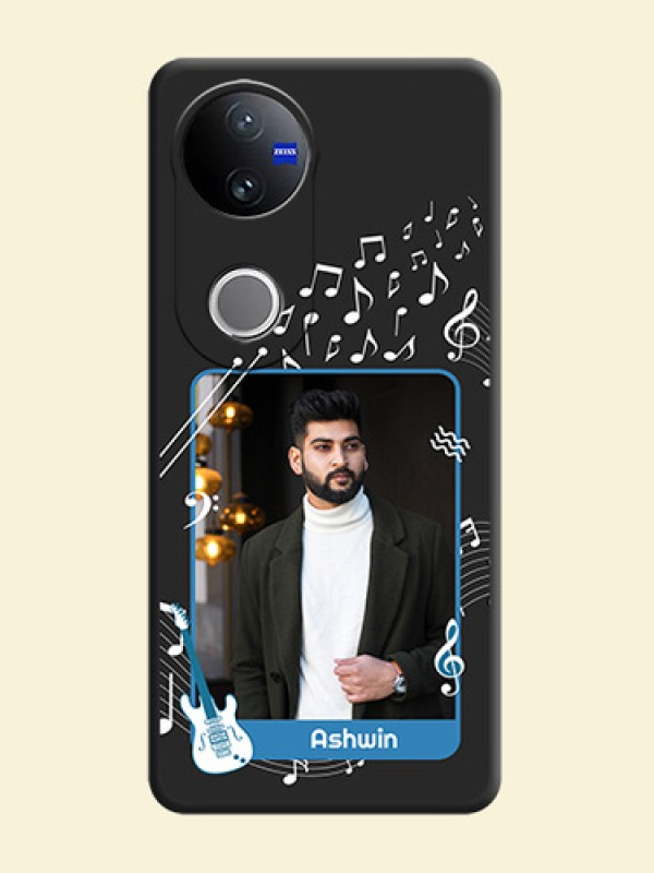 Musical Theme Design with Text on Photo On Space Black Custom Soft Matte Mobile Back Cover - Vivo V50e 5G