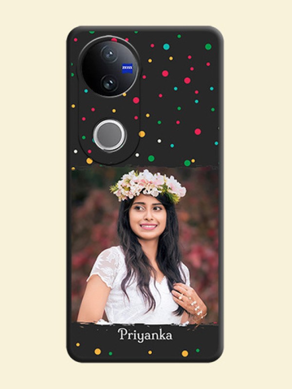 Multicolor Dotted Pattern with Text On Space Black Custom Soft Matte Mobile Back Cover - Vivo V50e 5G