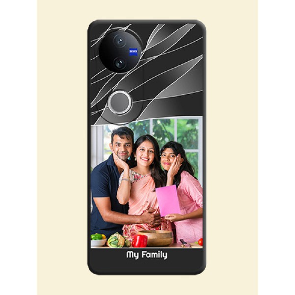 Mixed Wave Lines on Photo On Space Black Custom Soft Matte Mobile Back Cover - Vivo V50e 5G Mixed Wave Lines on Photo On Space Black Custom Soft Matte Mobile Back Cover - Vivo V50e 5G