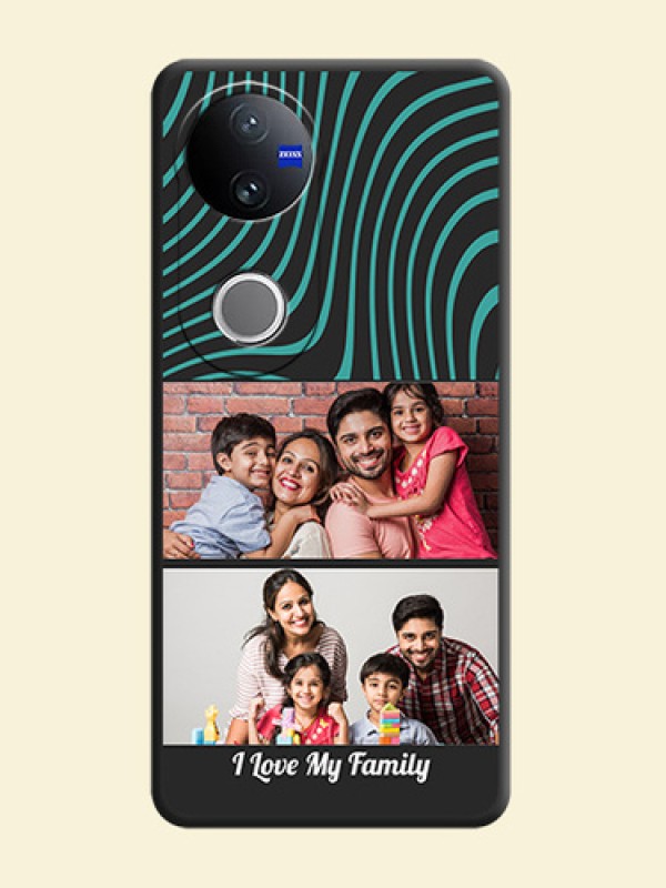 Wave Pattern with 2 Image Holder On Space Black Custom Soft Matte Mobile Back Cover - Vivo V50e 5G