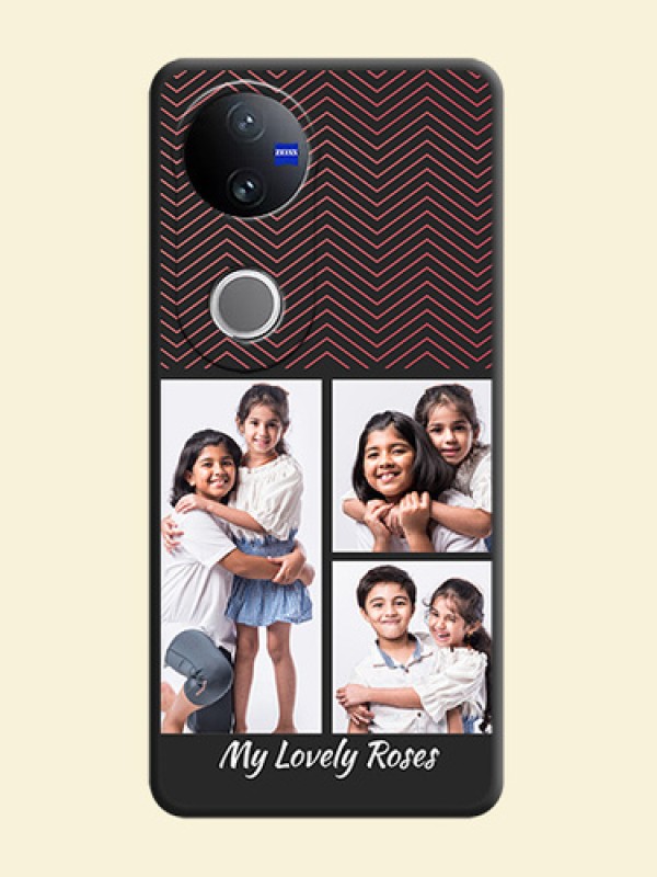 Wave Pattern with 3 Image Holder On Space Black Custom Soft Matte Mobile Back Cover - Vivo V50e 5G