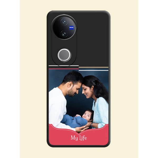 Classic Plain Design with Name On Space Black Custom Soft Matte Mobile Back Cover - Vivo V50e 5G Classic Plain Design with Name On Space Black Custom Soft Matte Mobile Back Cover - Vivo V50e 5G