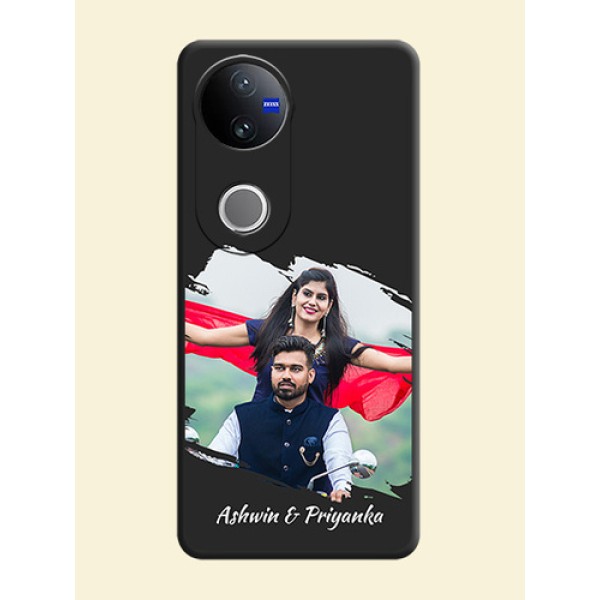 Grunge Brush Strokes on Photo On Space Black Custom Soft Matte Mobile Back Cover - Vivo V50e 5G