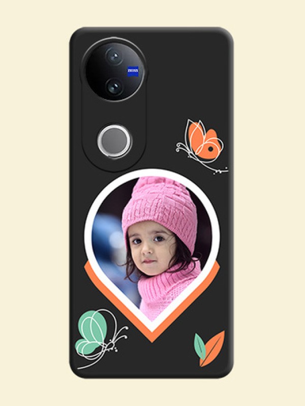 Upload Pic With Simple Butterly Design On Space Black Custom Soft Matte Mobile Back Cover - Vivo V50e 5G
