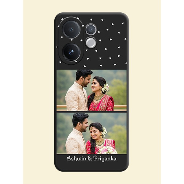Miniature Love Symbols with Name On Space Black Custom Soft Matte Mobile Back Cover - Vivo V60 5G Miniature Love Symbols with Name On Space Black Custom Soft Matte Mobile Back Cover - Vivo V60 5G