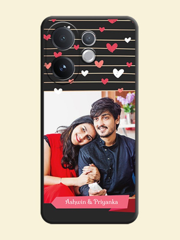Love Pattern with Name on Pink Ribbon on Photo On Space Black Custom Soft Matte Mobile Back Cover - Vivo V60 5G