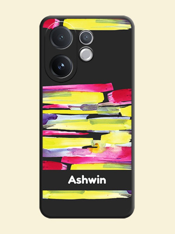 Brush Coloured On Space Black Custom Soft Matte Mobile Back Cover - Vivo V60 5G