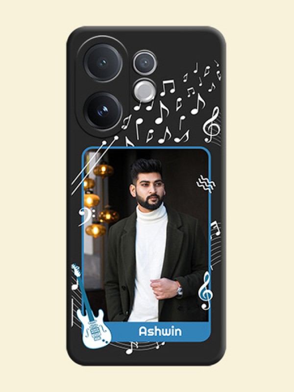 Musical Theme Design with Text on Photo On Space Black Custom Soft Matte Mobile Back Cover - Vivo V60 5G