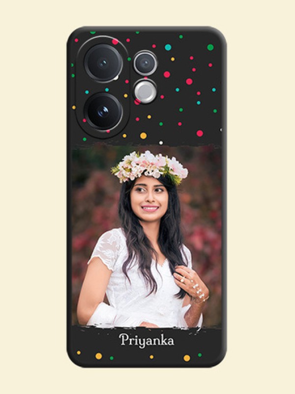 Multicolor Dotted Pattern with Text On Space Black Custom Soft Matte Mobile Back Cover - Vivo V60 5G