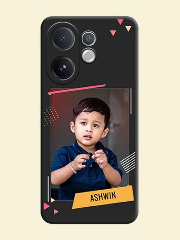 Photo Frame with Triangle Small Dots on Photo On Space Black Custom Soft Matte Mobile Back Cover - Vivo V60 5G